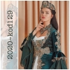 Square Collar Green Cyrsytal Beaded Velvet Caftan Enb-129