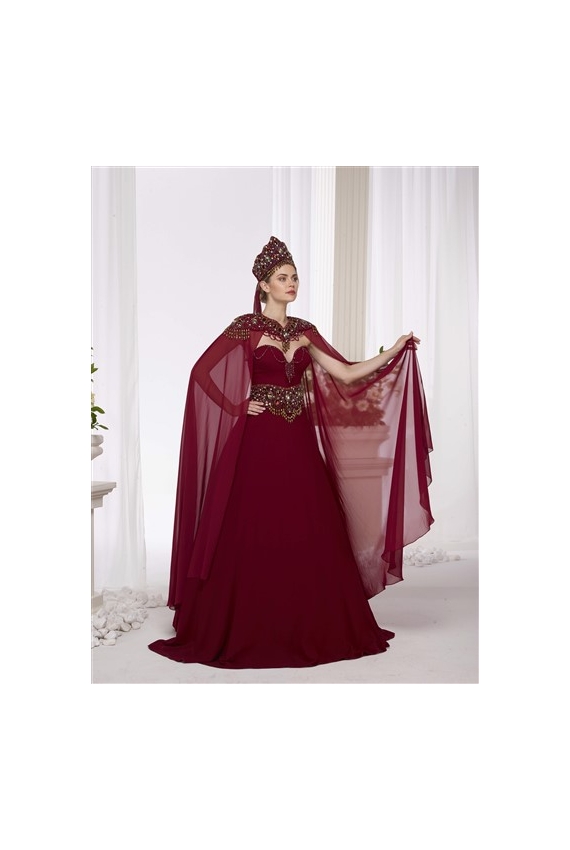 Taş Detaylı Pelerin Kınalık Taş Detaylı Pelerin Kınalık