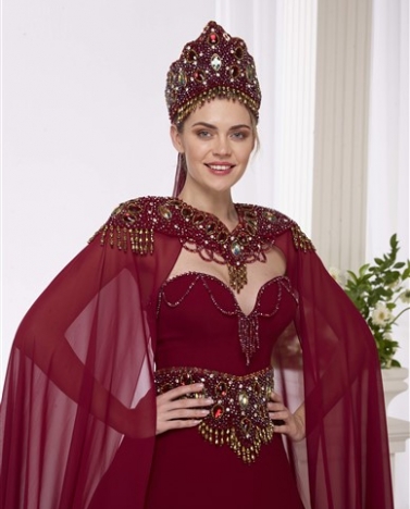 Taş Detaylı Pelerin Kınalık