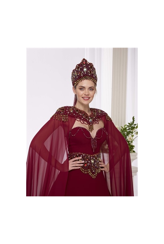 Taş Detaylı Pelerin Kınalık Taş Detaylı Pelerin Kınalık