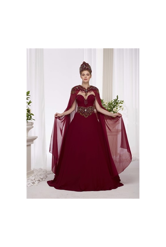 Taş Detaylı Pelerin Kınalık Taş Detaylı Pelerin Kınalık