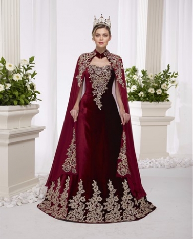 Komple Dantel İşleme Pelerin Kaftan