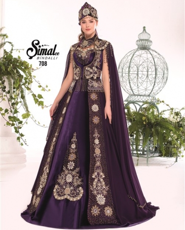 Kadife Etek Detaylı Mor Bindallı