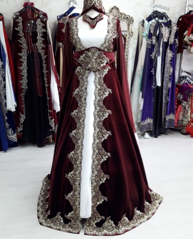 Kiralık Bordo Büyük Beden Bindallı 50 - 60 Beden