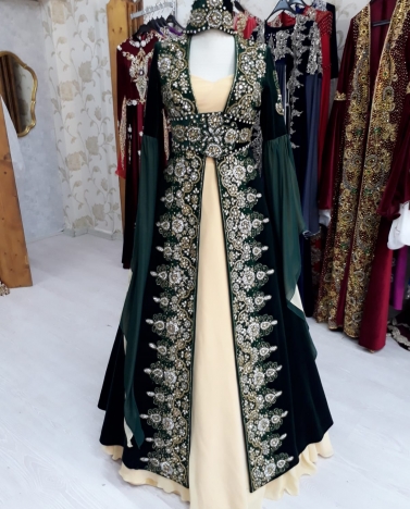 Kiralık Kadife 36 - 42 Beden Yeşil Bindallı