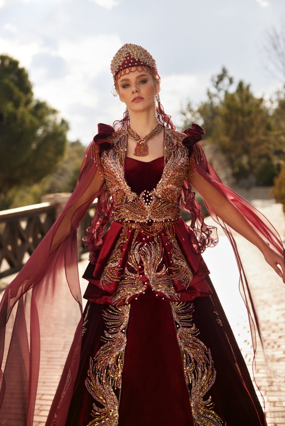 PİLE ETEK BORDO BİNDALLI  PİLE ETEK BORDO BİNDALLI