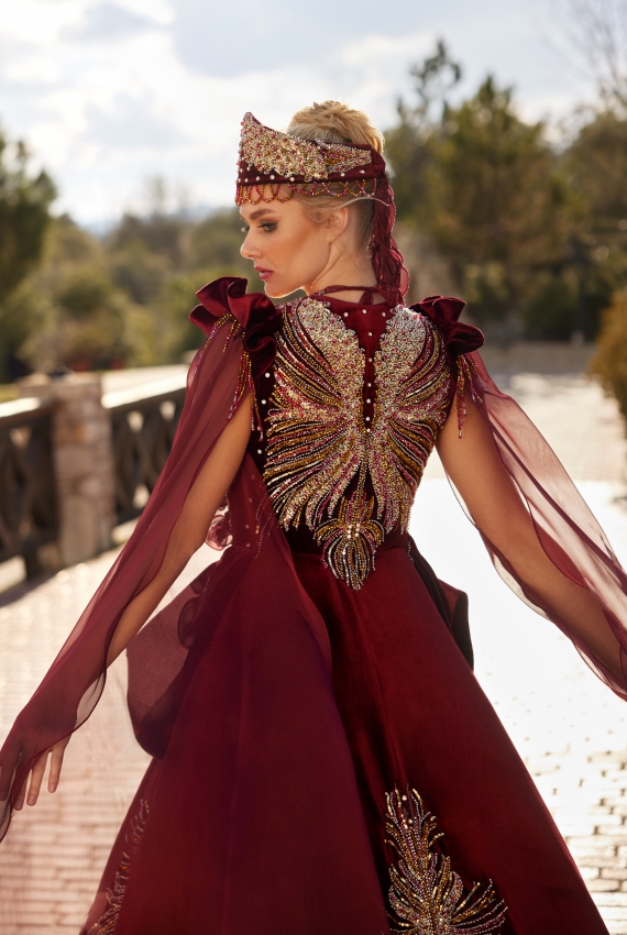 PİLE ETEK BORDO BİNDALLI  PİLE ETEK BORDO BİNDALLI