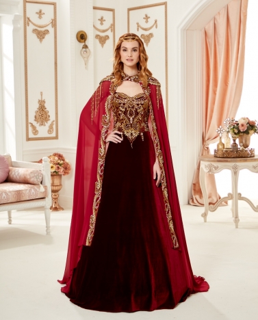 Kiralık Bordo Pelerin Bindallı  36 - 40 Beden